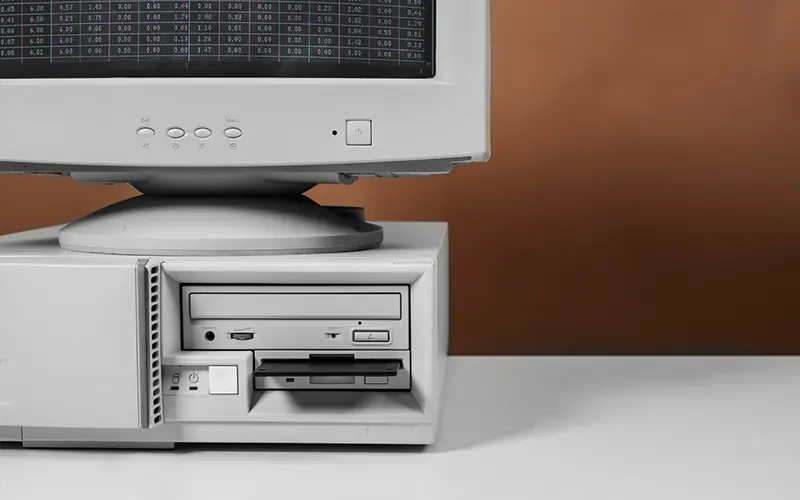 Vintage desktop with floppy drive